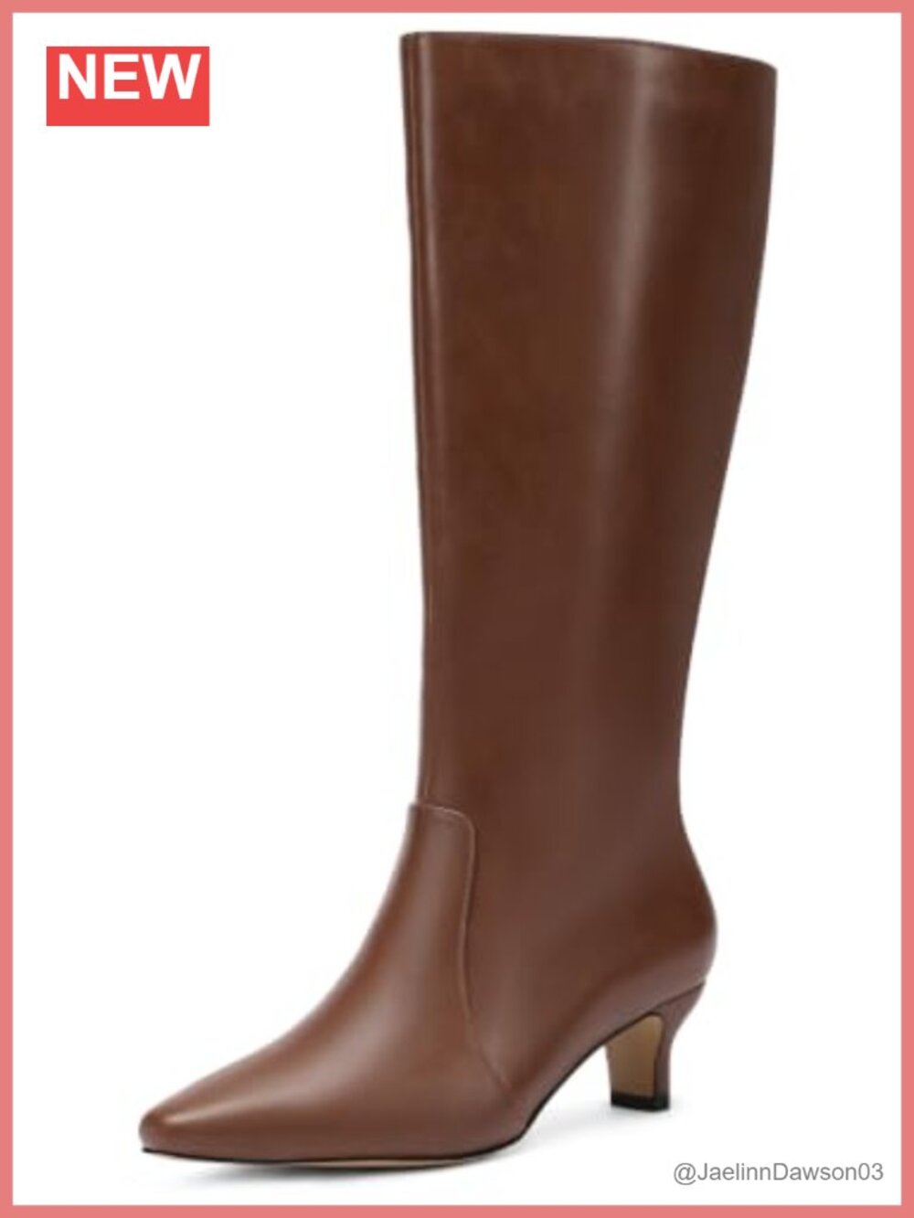 Wide Calf Knee High Boots Kitten Heel Pointed Toe Faux Leather Women's